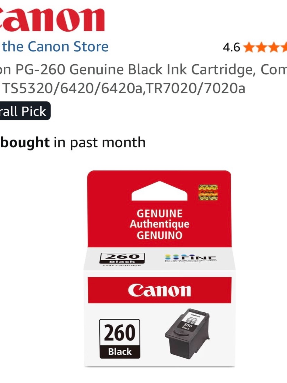 Canon 260 Black ink